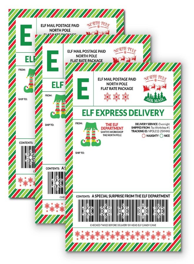 Pink Pixie Studio 15 Elf Express Delivery Mail Shipping Labels from The North Pole Gift Tag 5 x 7" Early of Late Arrival Package or Surprise Gift from Santa Clause Fun Magical Holiday Tradition - Image 1